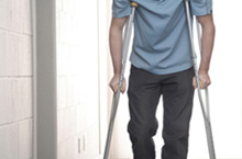 person on crutches