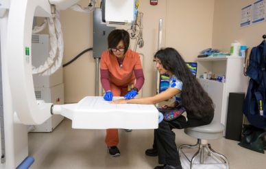 student receiving a radiology service