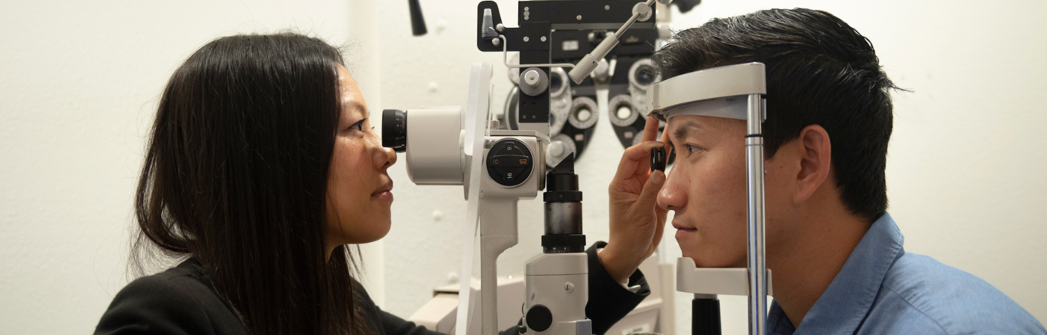 2 of 3, person getting eye exam